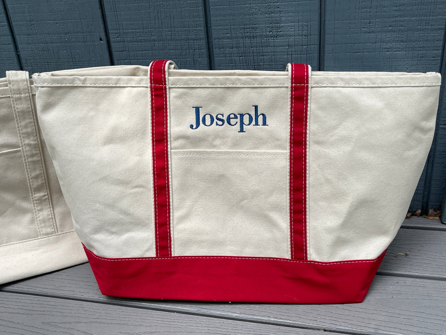 Custom Embroidered, Personalized, Monogrammed LARGE Canvas Boat Tote