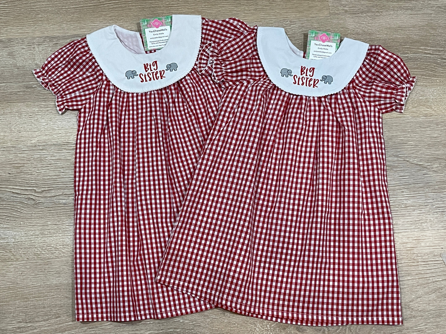 Girl, Monogrammed Alabama Dress, Bishop Dress, University of Alabama Dress, Alabama Girl, Game Day Outfit, Roll Tide, Red Gingham Dress