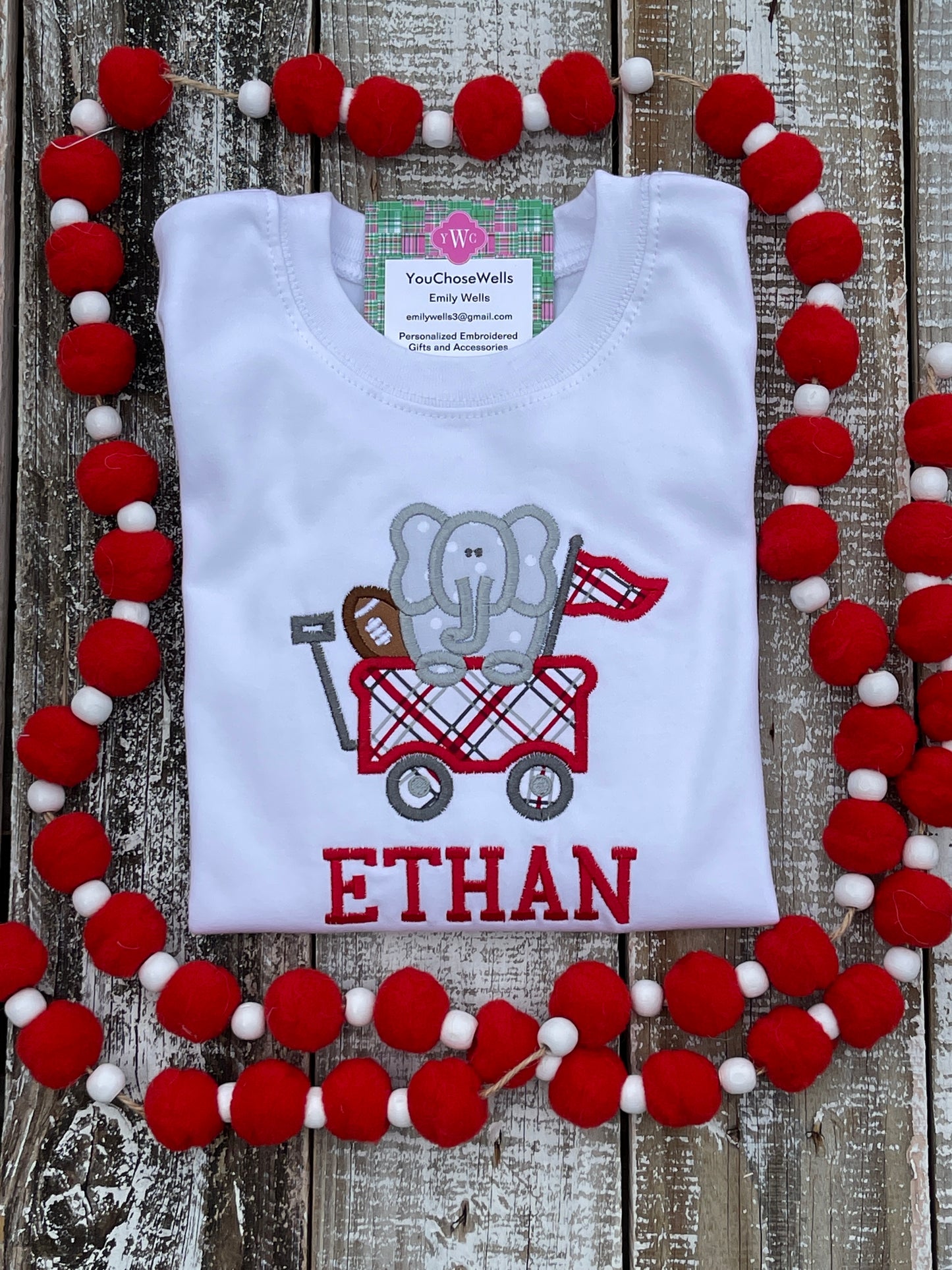 Baby Girl Baby Boy, Girl, Boy Football University of Alabama Roll Tide Elephant Applique, Team Spirit, College Game Day Custom, Personalized