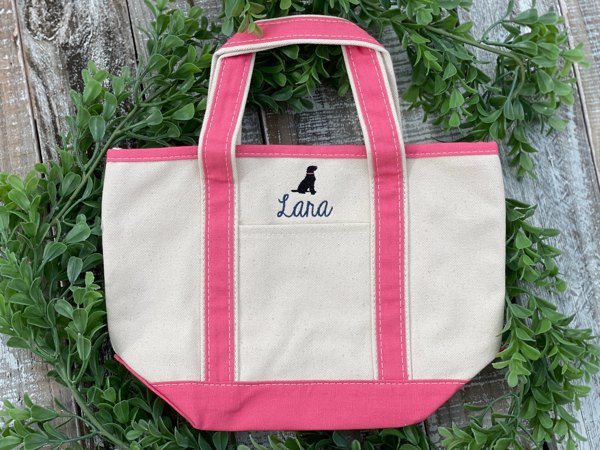 Custom Embroidered, Personalized, Monogrammed SMALL Canvas Boat Tote