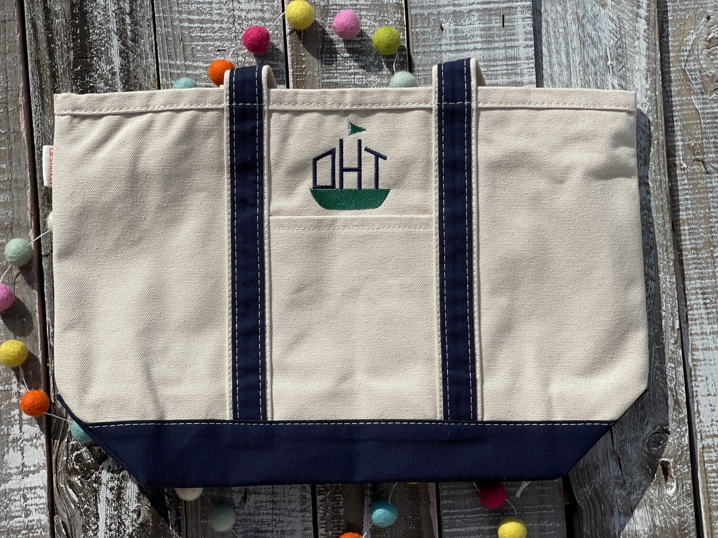 Custom Embroidered, Personalized, Monogrammed LARGE Canvas Boat Tote