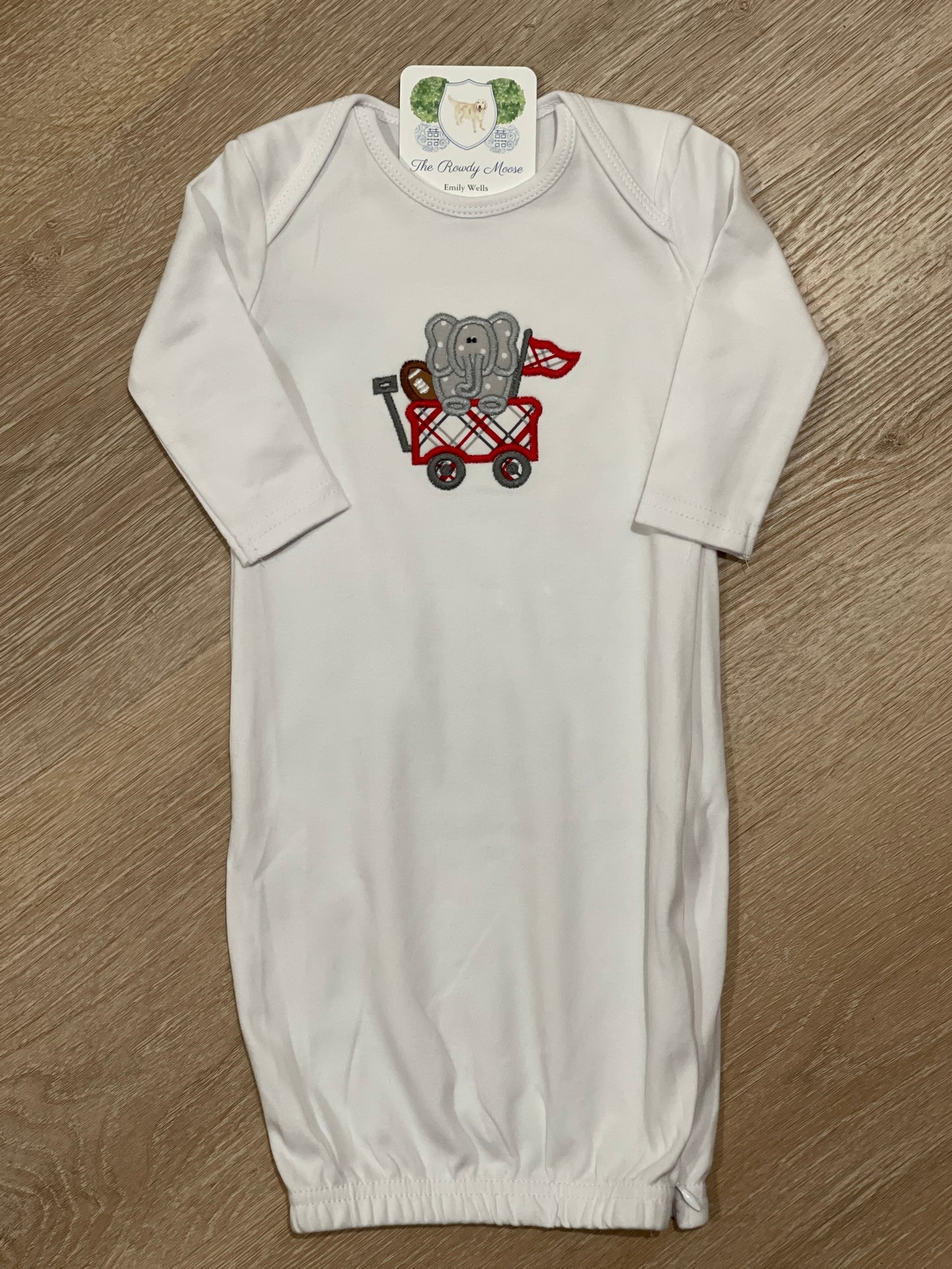 Baby Girl Baby Boy, Girl, Boy Football University of Alabama Roll Tide Elephant Applique, Team Spirit, College Game Day Custom, Personalized