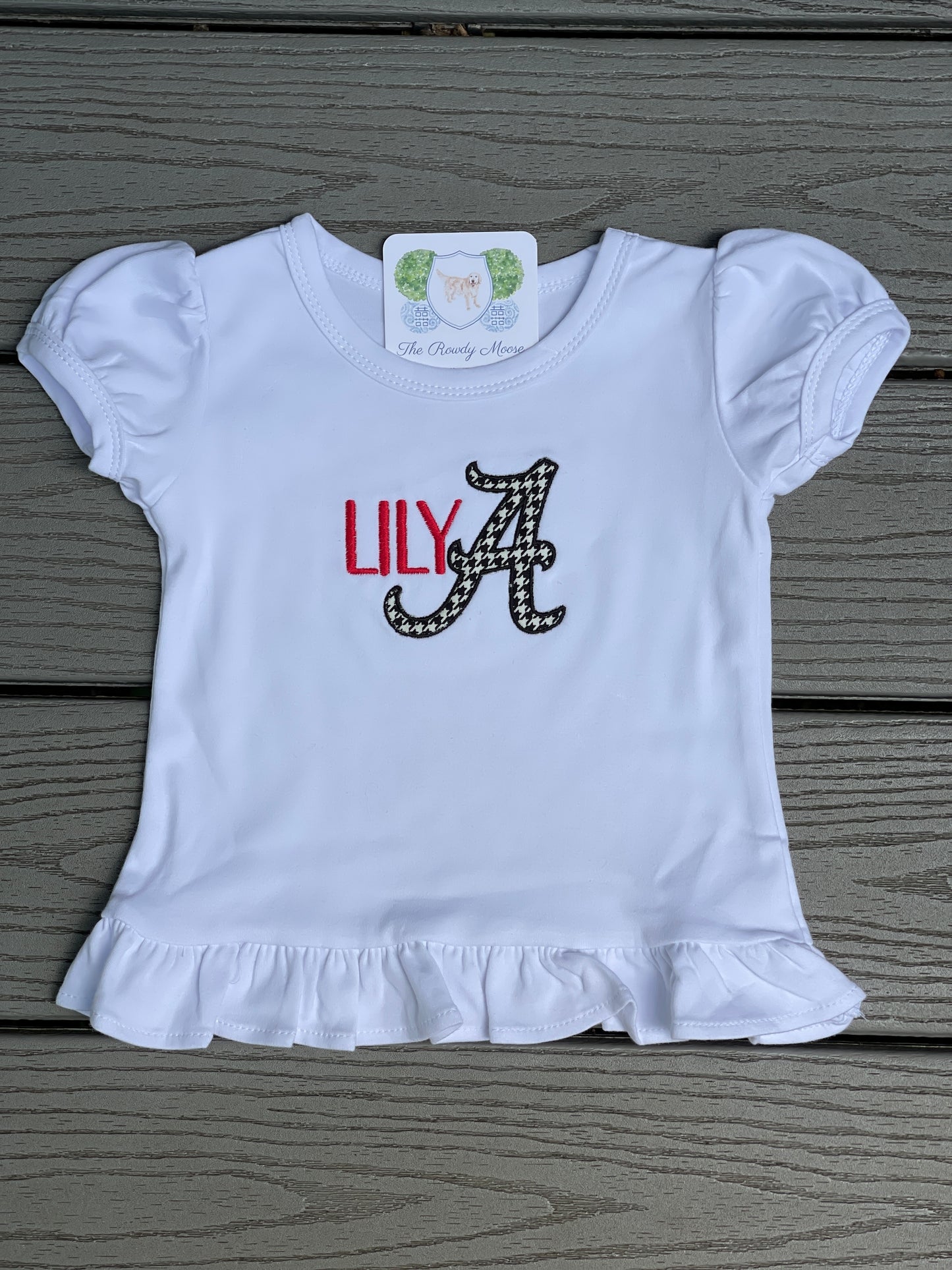 Monogrammed Girl, Boy, Alabama Applique A Shirt, Shirt, Alabama Inspired Boy Shirt, Game Day Outfit, Roll Tide, Houndstooth A, Ruffle Shirt