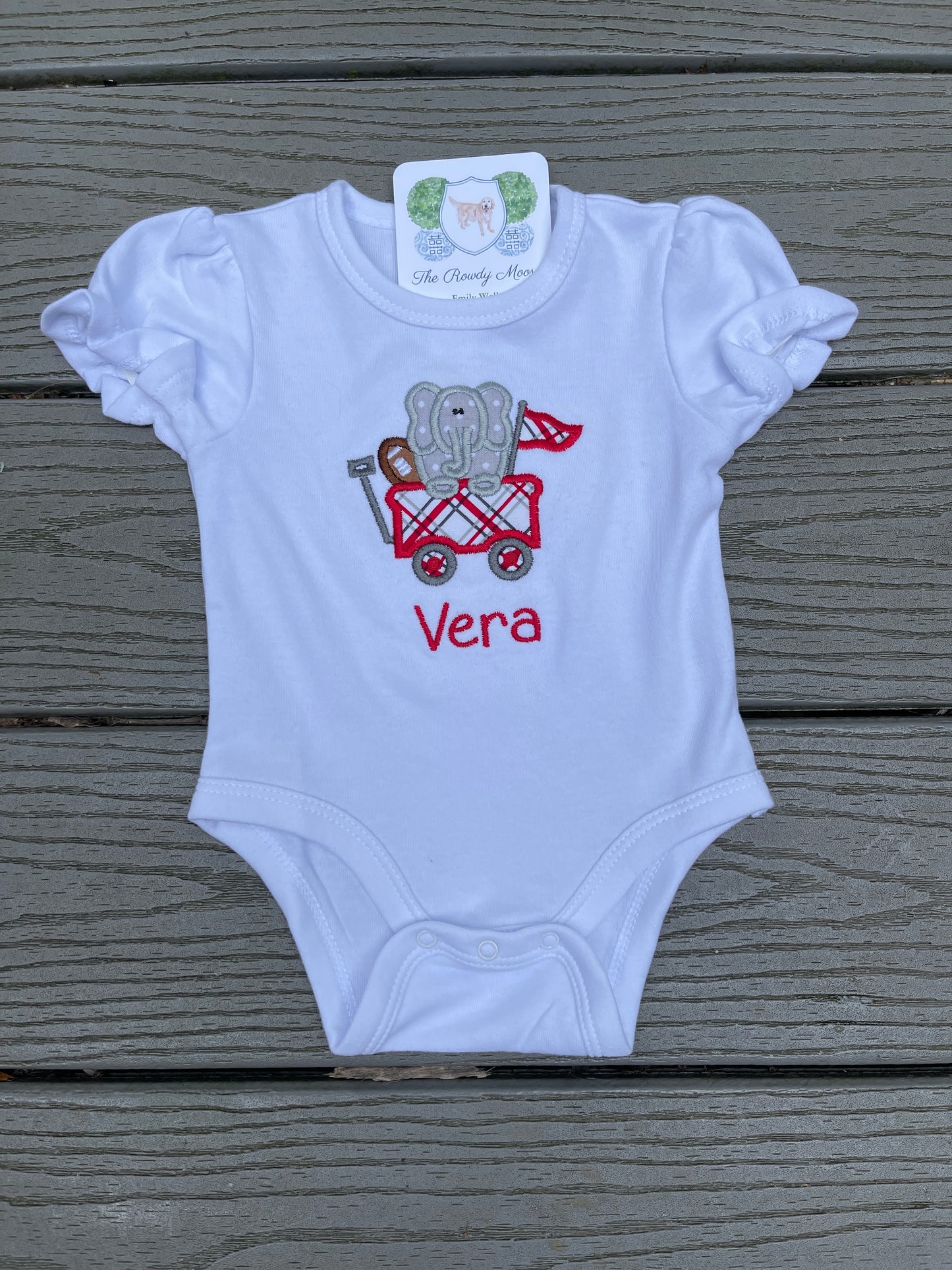 Baby Girl Baby Boy, Girl, Boy Football University of Alabama Roll Tide Elephant Applique, Team Spirit, College Game Day Custom, Personalized