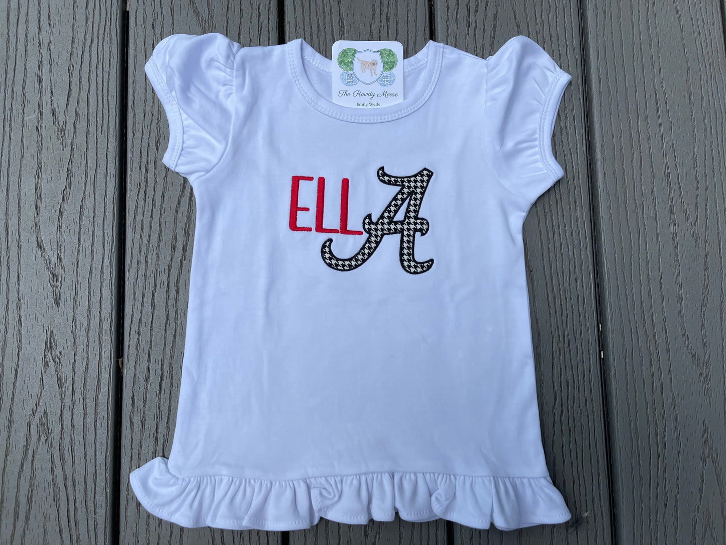 Monogrammed Girl, Boy, Alabama Applique A Shirt, Shirt, Alabama Inspired Boy Shirt, Game Day Outfit, Roll Tide, Houndstooth A, Ruffle Shirt
