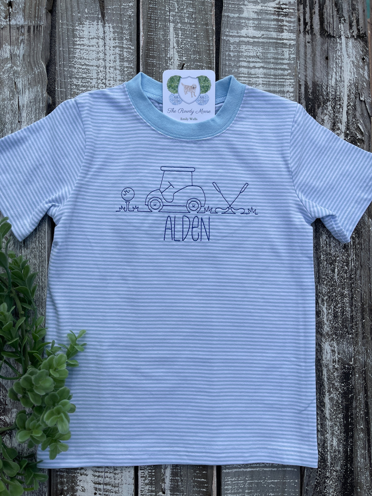 Custom Embroidered, Personalized, Monogrammed Knit Striped Bubble or Shirt