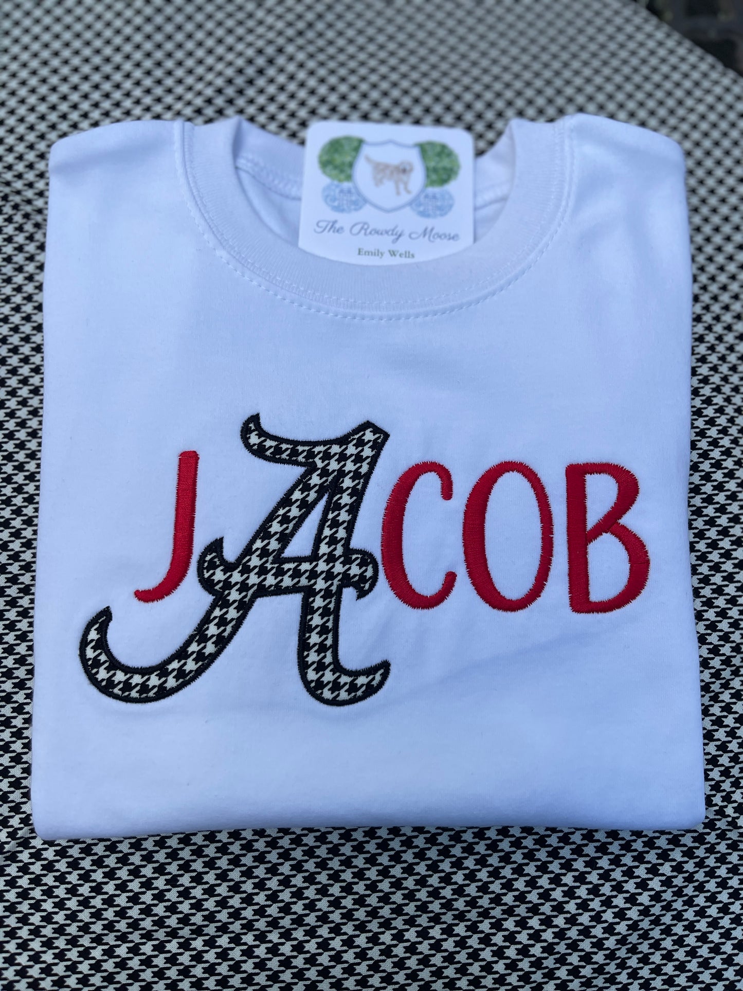 Monogrammed Girl, Boy, Alabama Applique A Shirt, Shirt, Alabama Inspired Boy Shirt, Game Day Outfit, Roll Tide, Houndstooth A, Ruffle Shirt