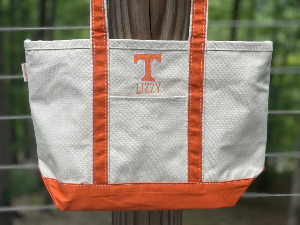 Custom Embroidered, Personalized, Monogrammed MEDIUM Canvas Boat Tote