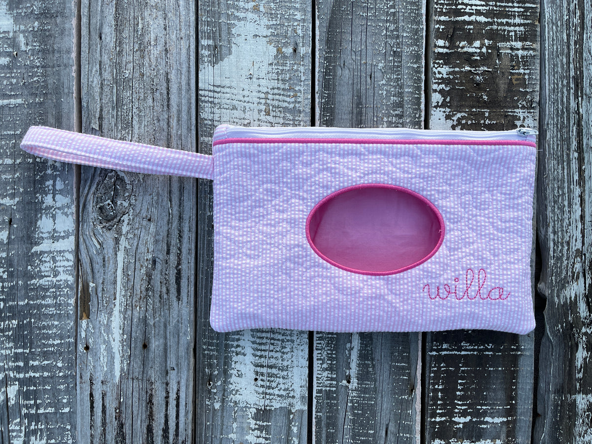 Custom Embroidered, Monogrammed, Personalized Diaper Wipe Pouch