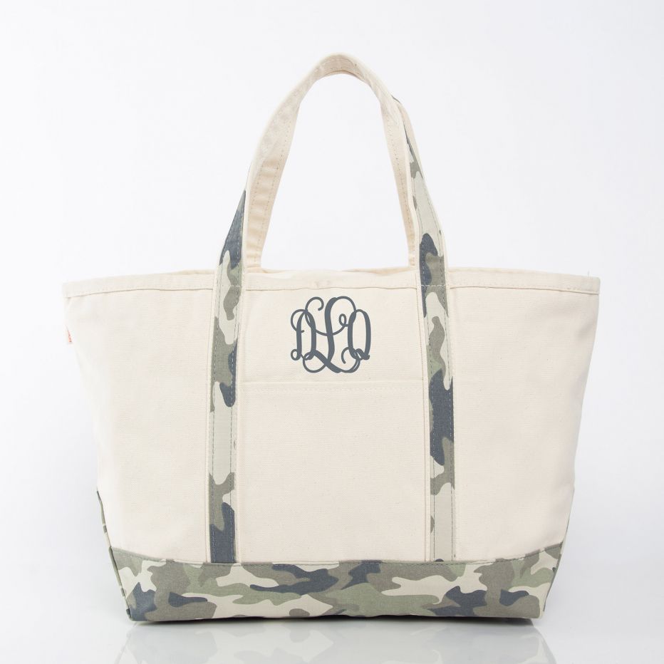 Custom Embroidered, Personalized, Monogrammed LARGE Canvas Boat Tote