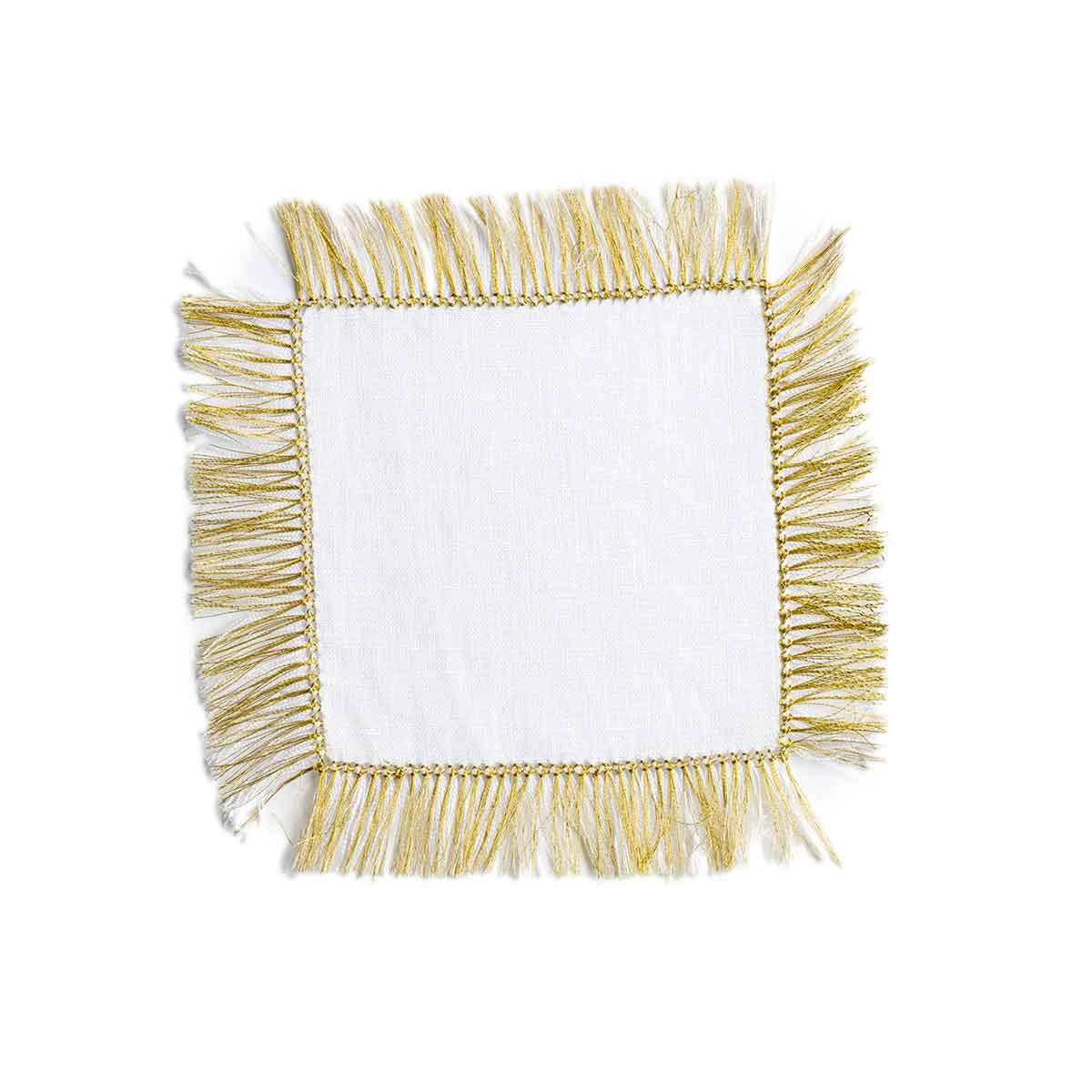 Custom Embroidered, Personalized, "The Golden Hour" Fringe Linen Cocktail Napkin Set of 4