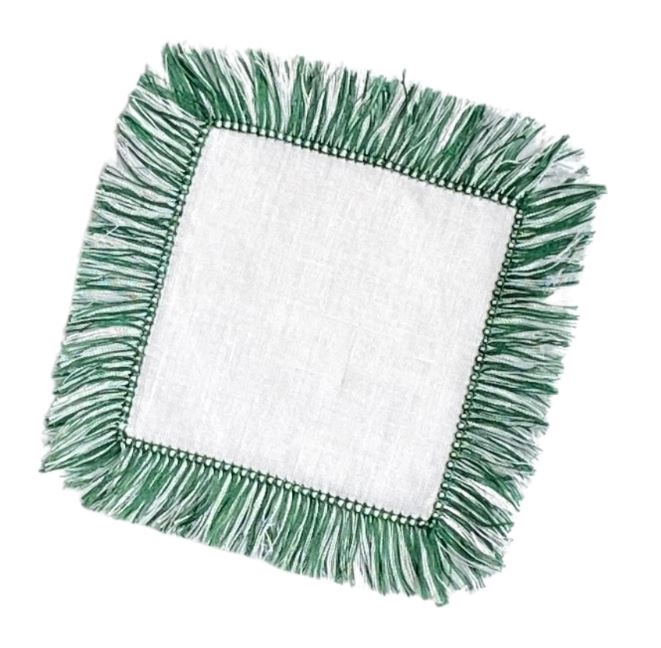 Custom Embroidered, Personalized, "The Golden Hour" Fringe Linen Cocktail Napkin Set of 4