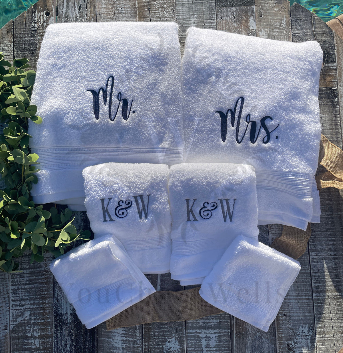 Custom Embroidered, Personalized, Monogrammed Bath Towel Set