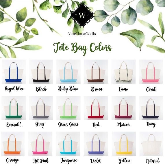 Custom Embroidered, Personalized, Monogrammed LARGE Canvas Boat Tote