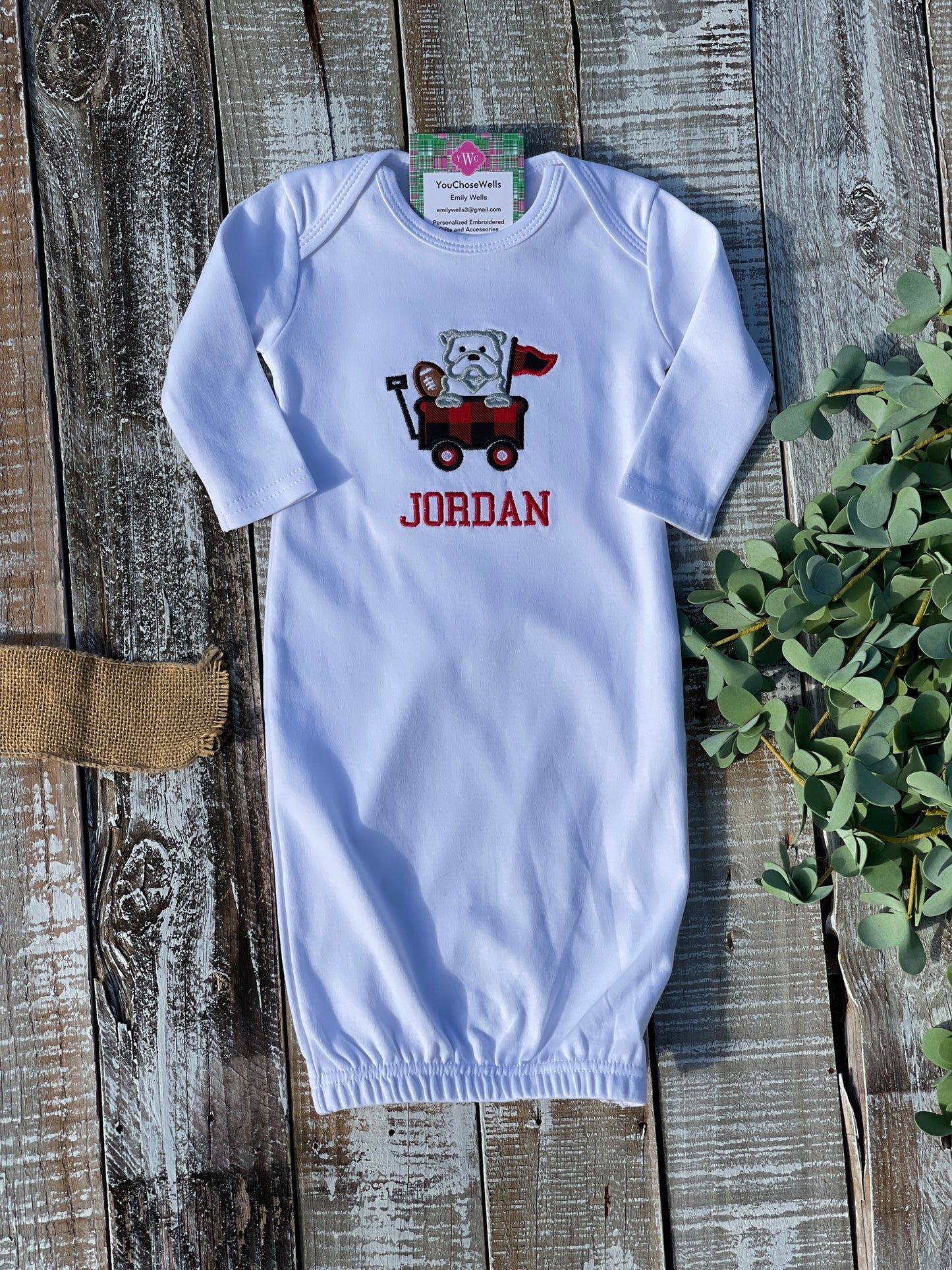 Baby Girl Baby Boy, Girl, Boy Football University of Georgia Bulldog Applique, Hail State Team Spirit, College Game Day Custom, Personalized