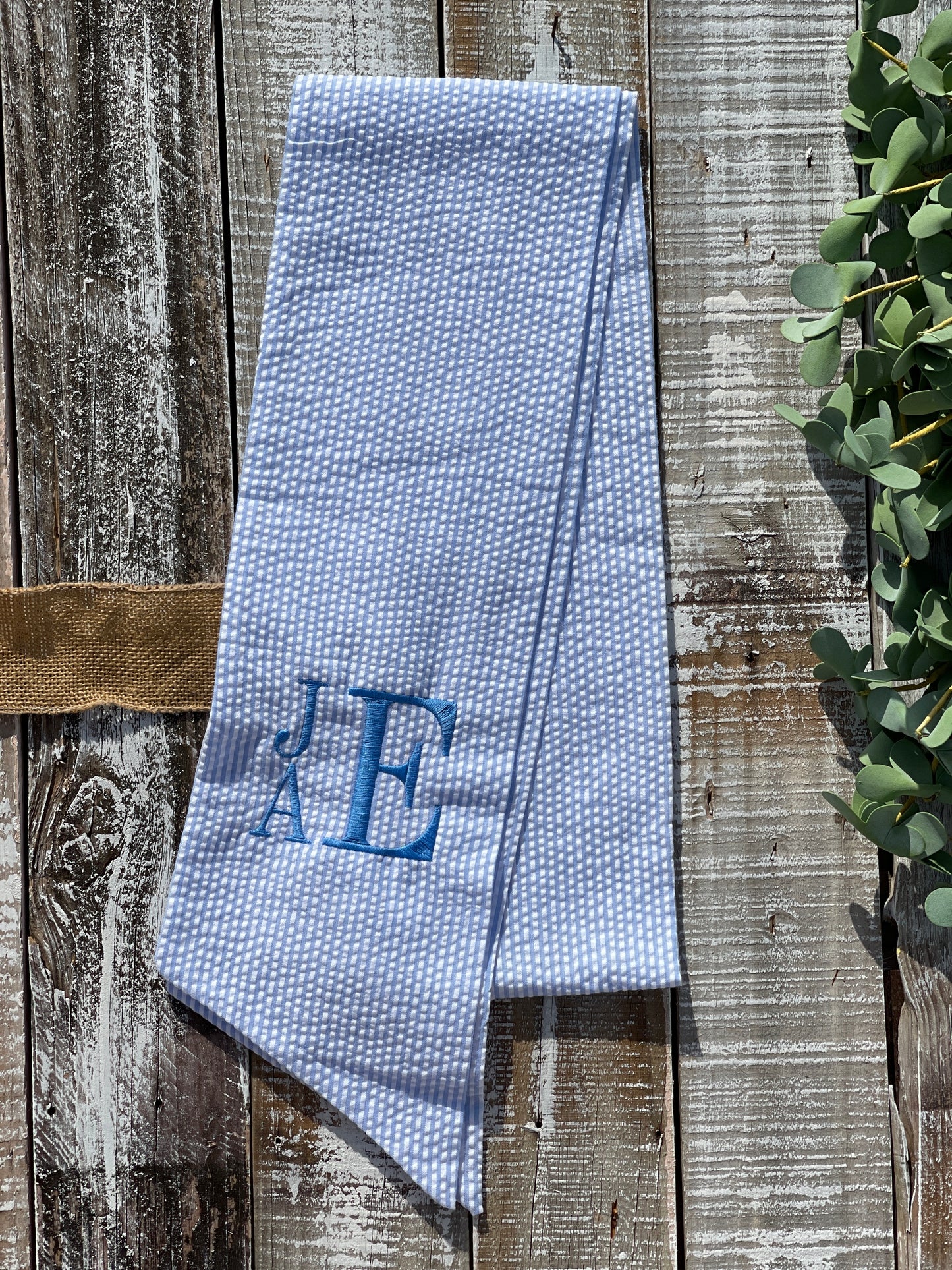 Custom Embroidered, Personalized, Monogrammed Seersucker, Gingham, or Solid SINGLE Sash