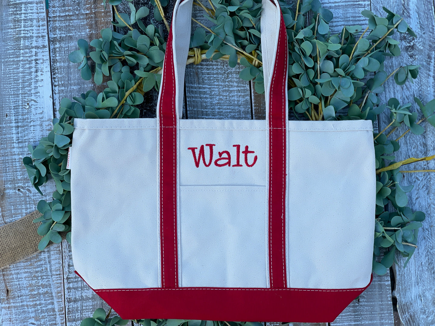 Custom Embroidered, Personalized, Monogrammed MEDIUM Canvas Boat Tote
