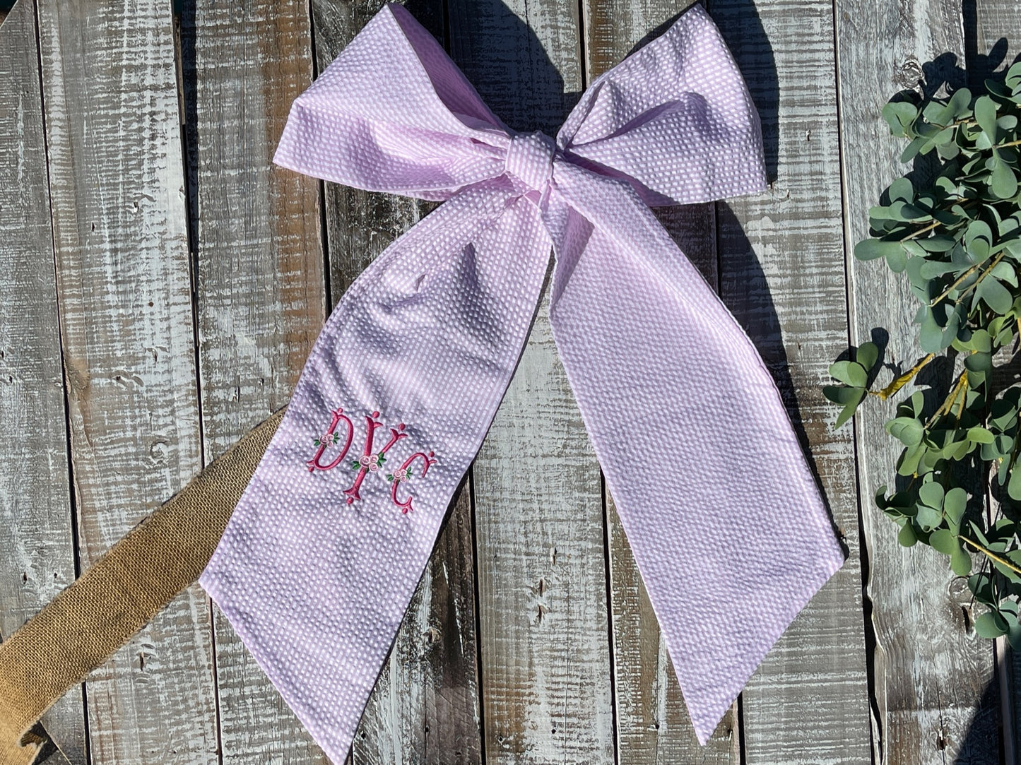 Custom Embroidered, Personalized, Monogrammed Seersucker, Gingham, or Solid SINGLE Sash