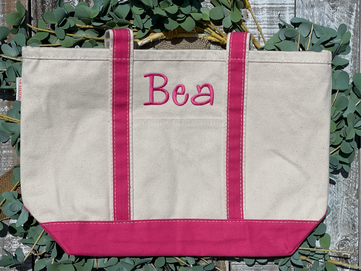 Custom Embroidered, Personalized, Monogrammed MEDIUM Canvas Boat Tote