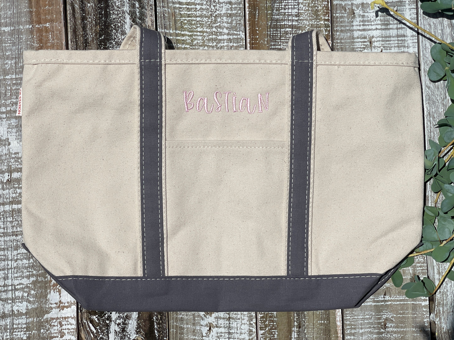 Custom Embroidered, Personalized, Monogrammed MEDIUM Canvas Boat Tote