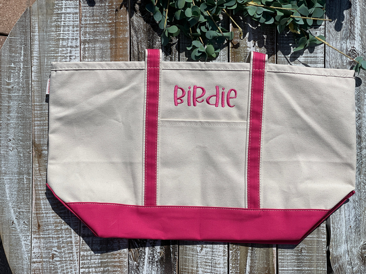 Custom Embroidered, Personalized, Monogrammed MEDIUM Canvas Boat Tote
