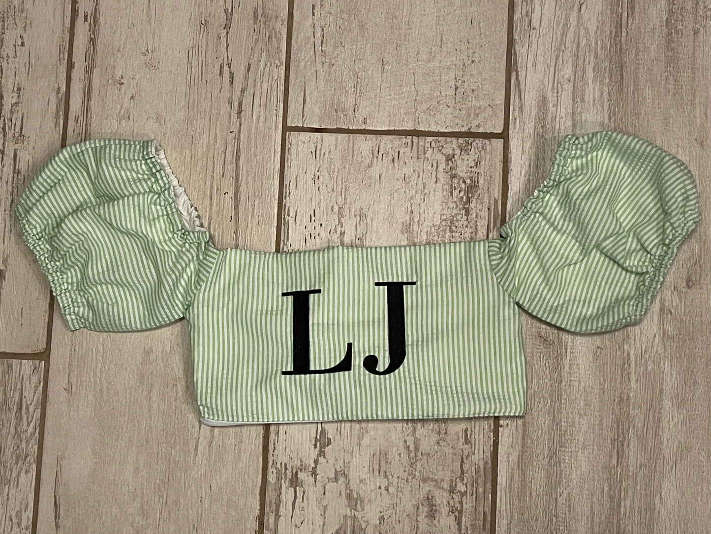 Custom Embroidered, Personalized, Monogrammed Seersucker Towel and Seersucker Puddle Jumper