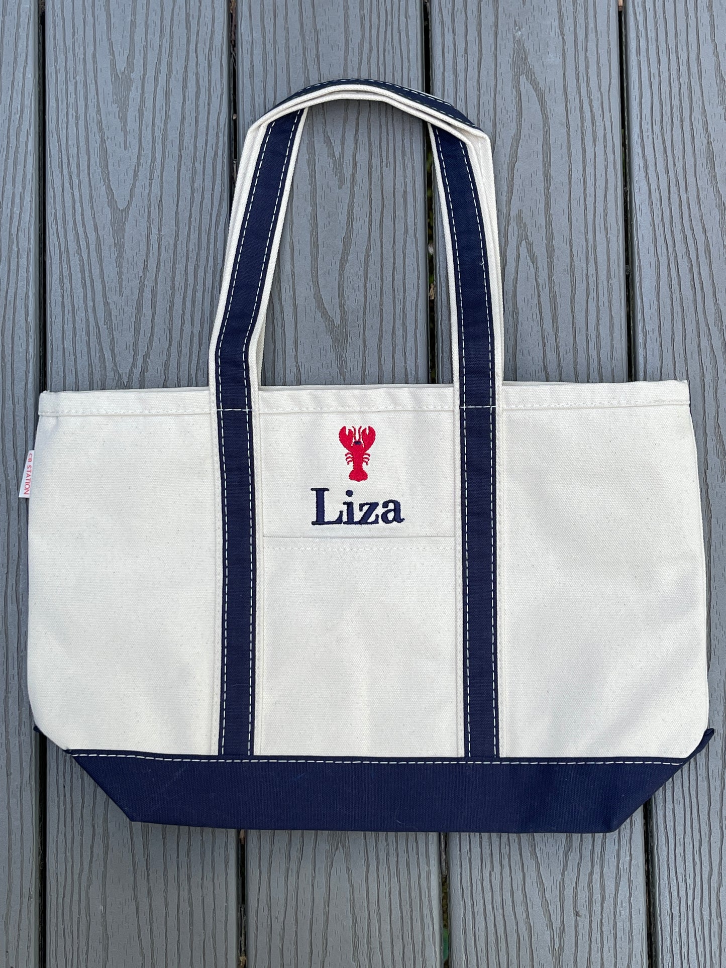 Custom Embroidered, Personalized, Monogrammed MEDIUM Canvas Boat Tote
