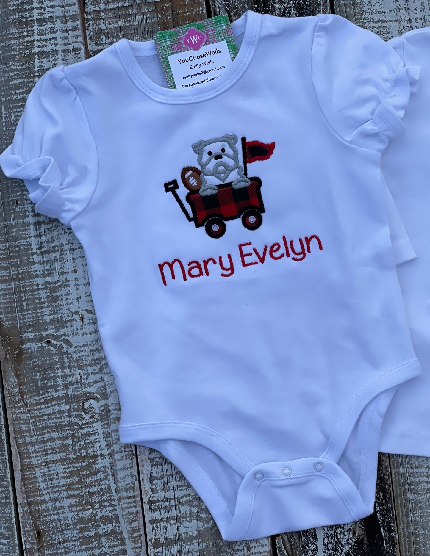 Baby Girl Baby Boy, Girl, Boy Football University of Georgia Bulldog Applique, Hail State Team Spirit, College Game Day Custom, Personalized