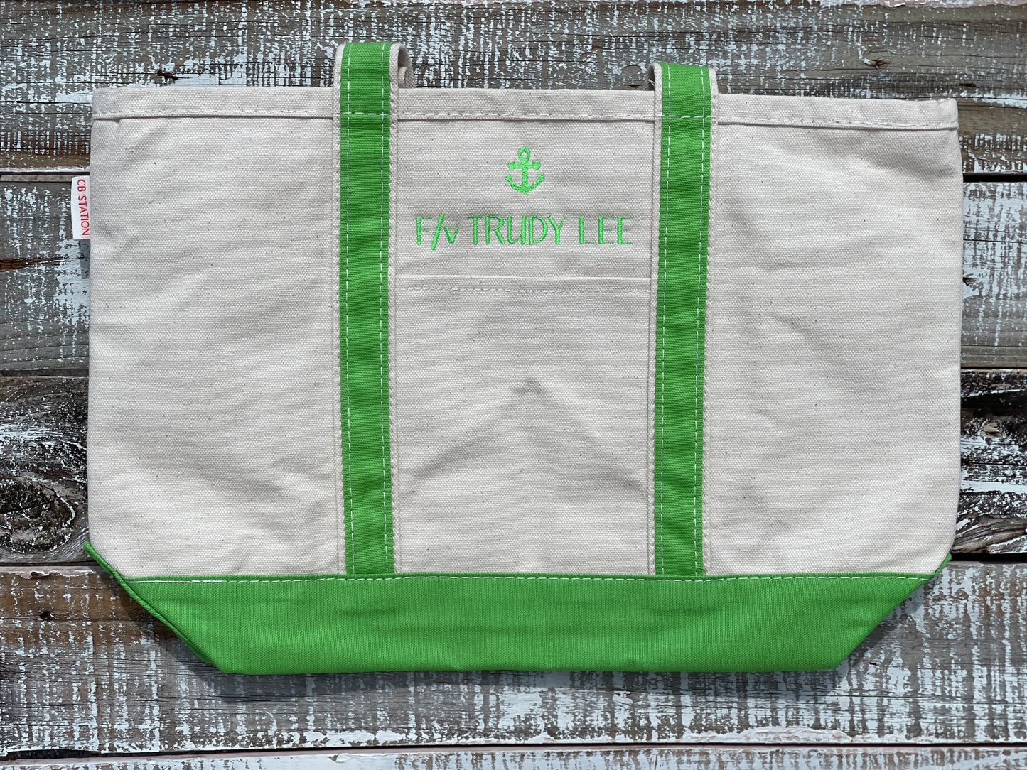 Custom Embroidered, Personalized, Monogrammed MEDIUM Canvas Boat Tote