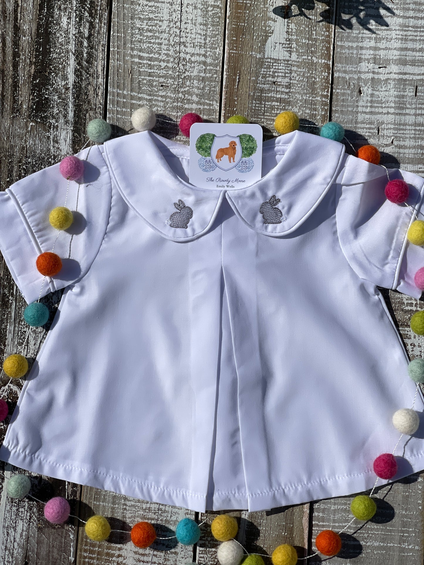Custom Embroidered, Monogrammed, Personalized Spring Mini Pleated Peter Pan Collar Shirt and Diaper Cover Set