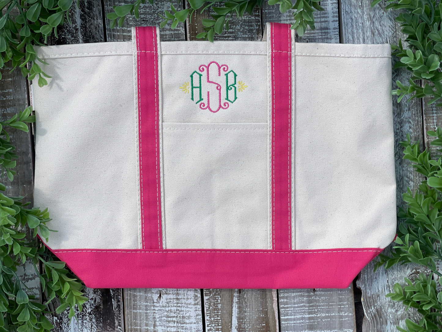 Custom Embroidered, Personalized, Monogrammed MEDIUM Canvas Boat Tote