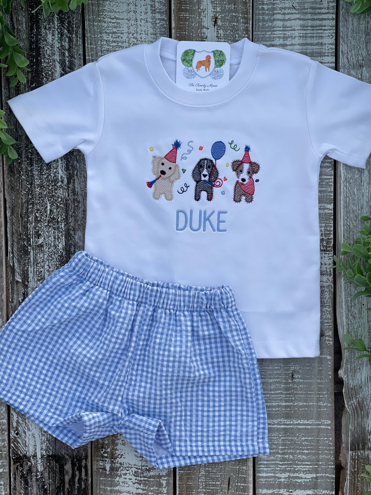 Personalized Boy Birthday Outfit, Custom Birthday Shirt and Short Set, Birthday Puppy Shirt, Baby Boy, Navy, Red, Blue Gingham Short Set