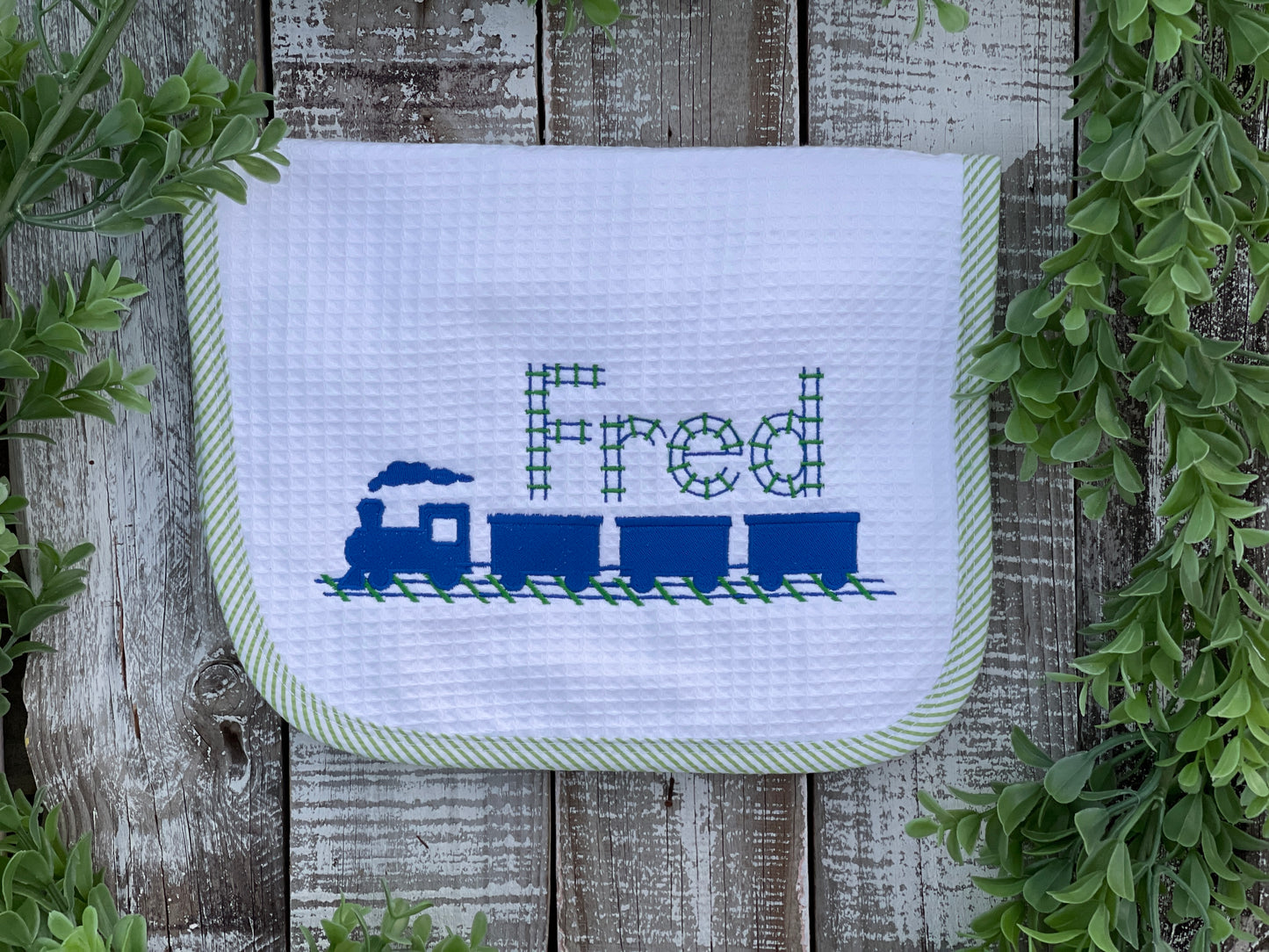 Custom Embroidered, Personalized, Monogrammed Bib, Burp, and/or Blanket Set