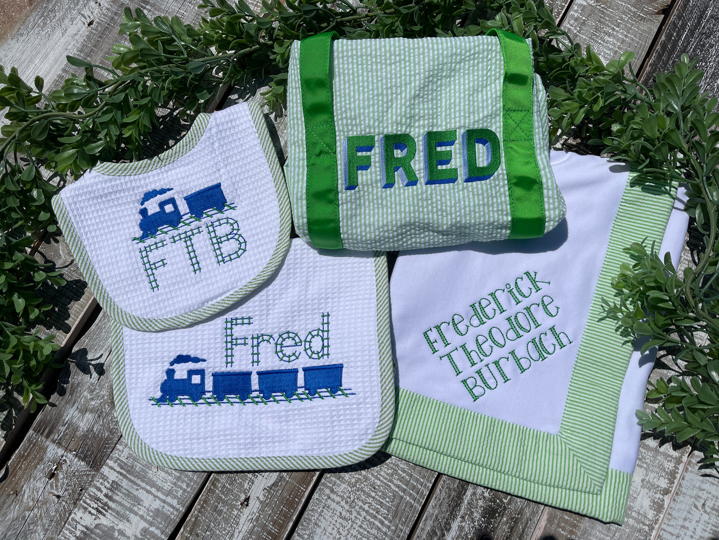 Custom Embroidered, Monogrammed, Personalized Baby Bundle