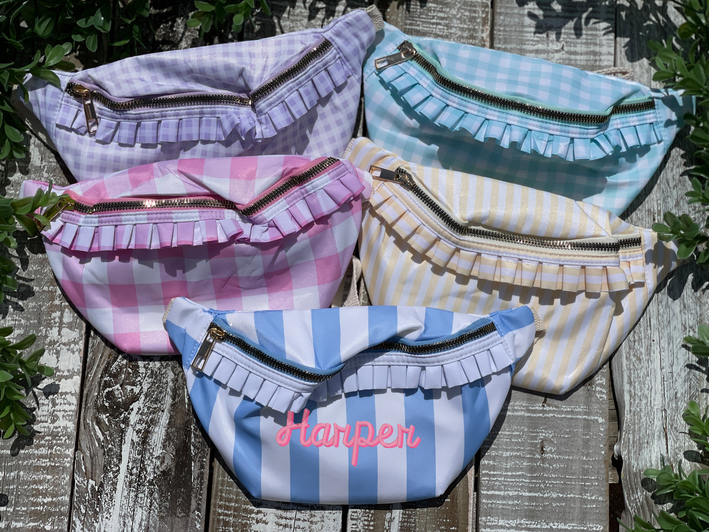 Custom Embroidered, Personalized, Monogrammed Ruffle Crossbody Bag