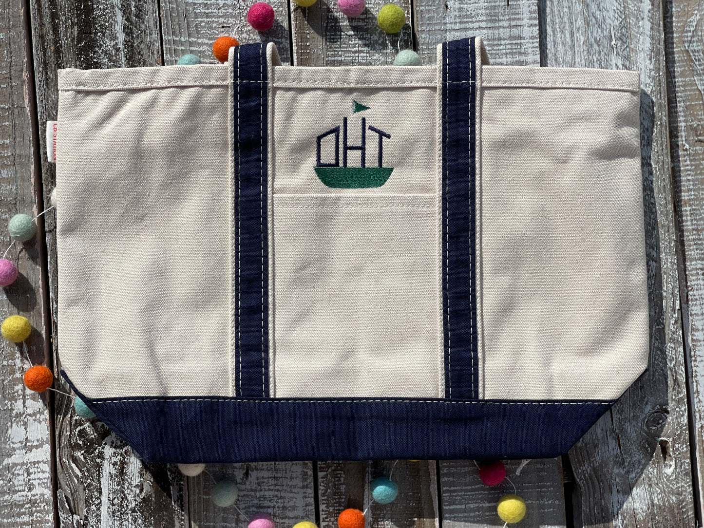 Custom Embroidered, Personalized, Monogrammed MEDIUM Canvas Boat Tote