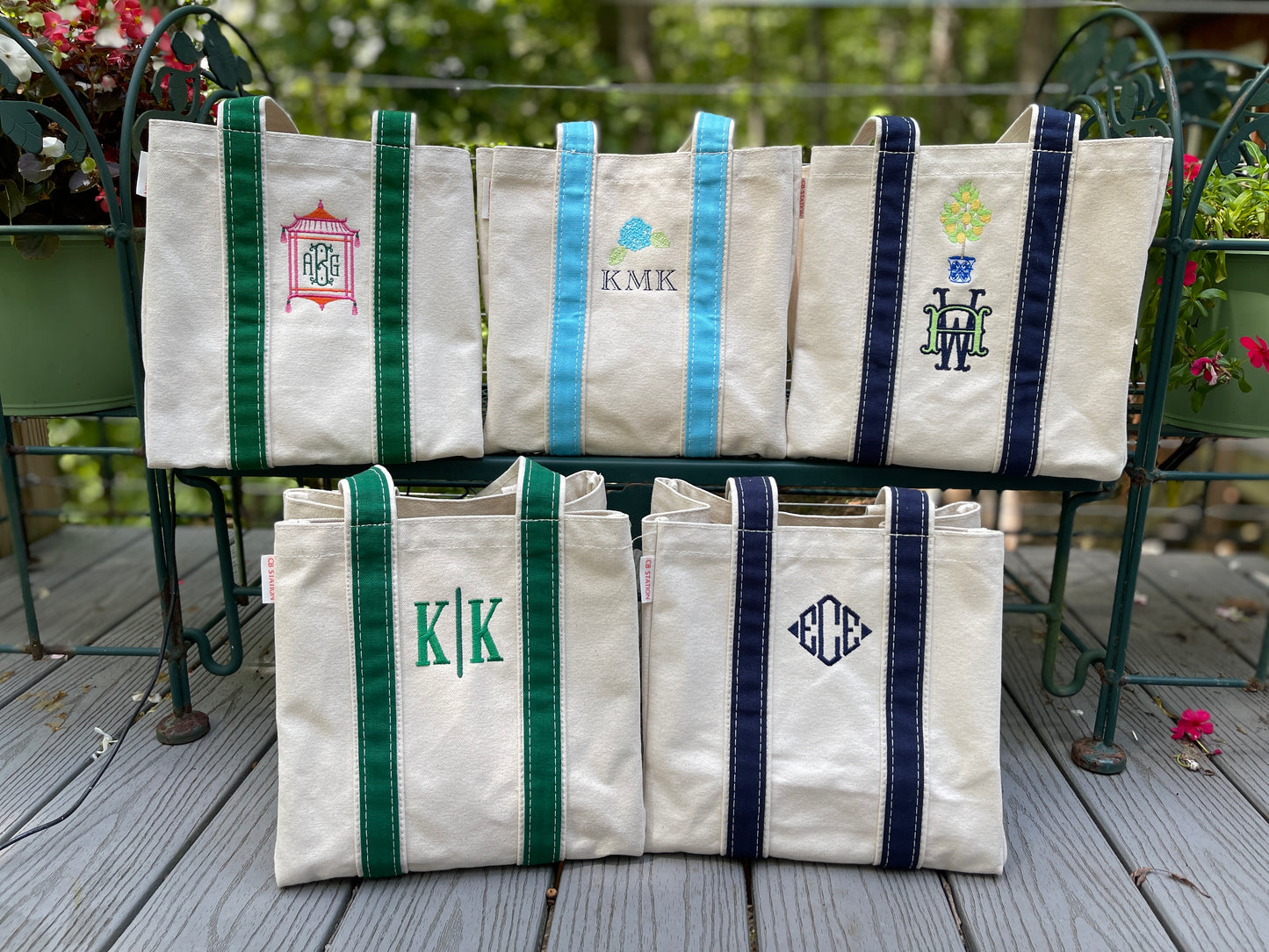 Custom Embroidered, Personalized, Monogrammed 4 Bottle Wine Canvas Tote Bag