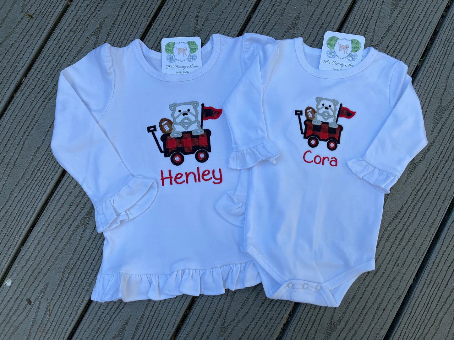 Baby Girl Baby Boy, Girl, Boy Football University of Georgia Bulldog Applique, Hail State Team Spirit, College Game Day Custom, Personalized