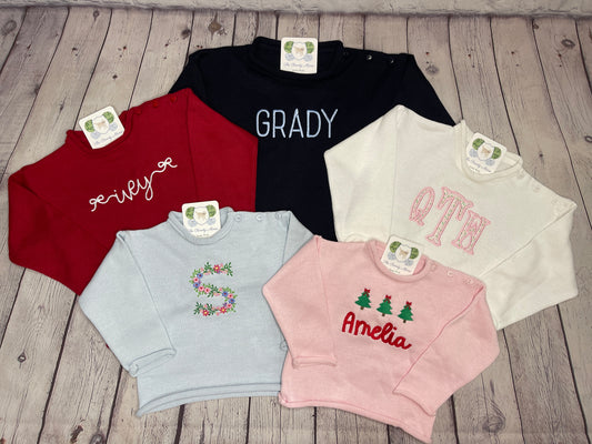 Custom Embroidered, Personalized, Monogrammed Rollneck Sweater