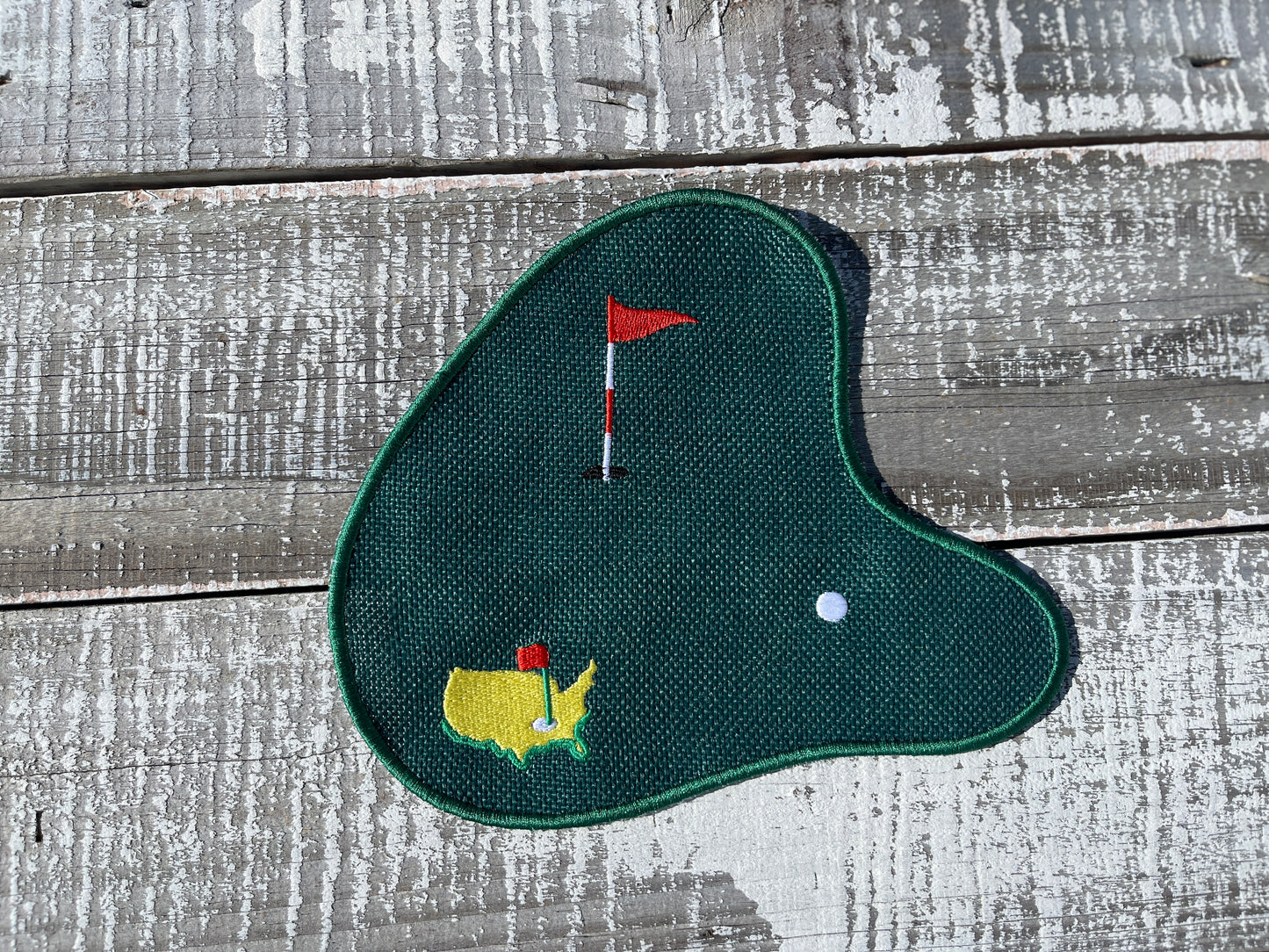 Custom Embroidered, Personalized, Monogrammed Golf Green Coaster and Cocktail Napkin