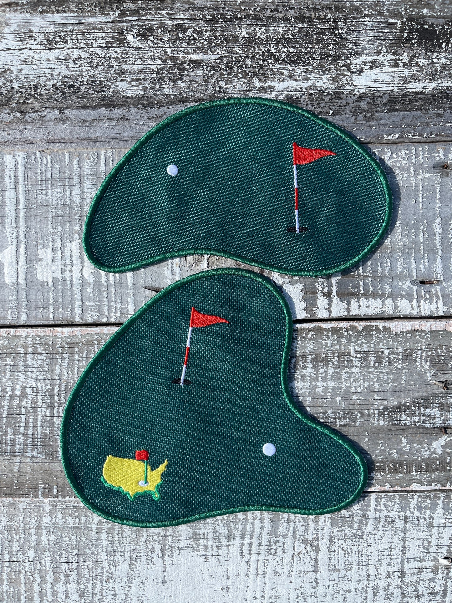 Custom Embroidered, Personalized, Monogrammed Golf Green Coaster and Cocktail Napkin