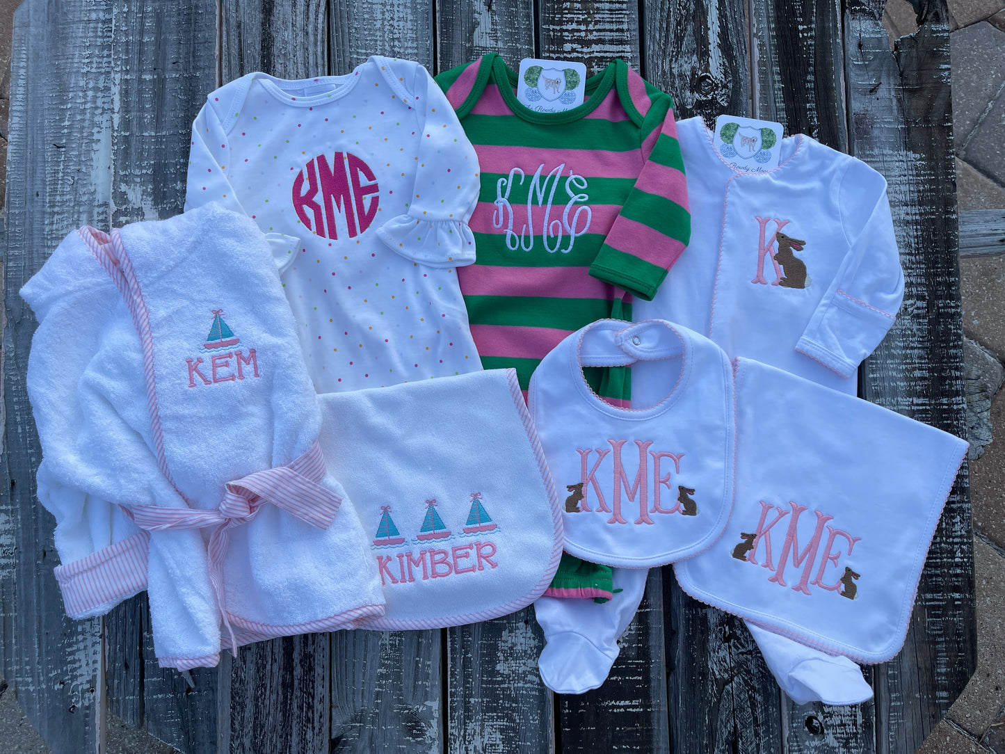 Custom Embroidered, Monogrammed, Personalized Baby Bundle