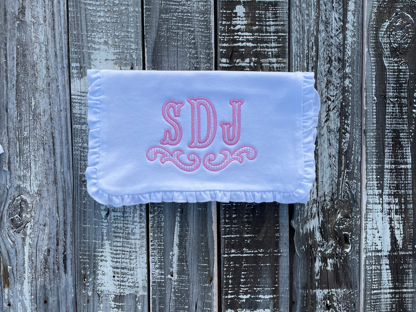 Custom Embroidered, Personalized, Monogrammed Bib, Burp, and/or Blanket Set
