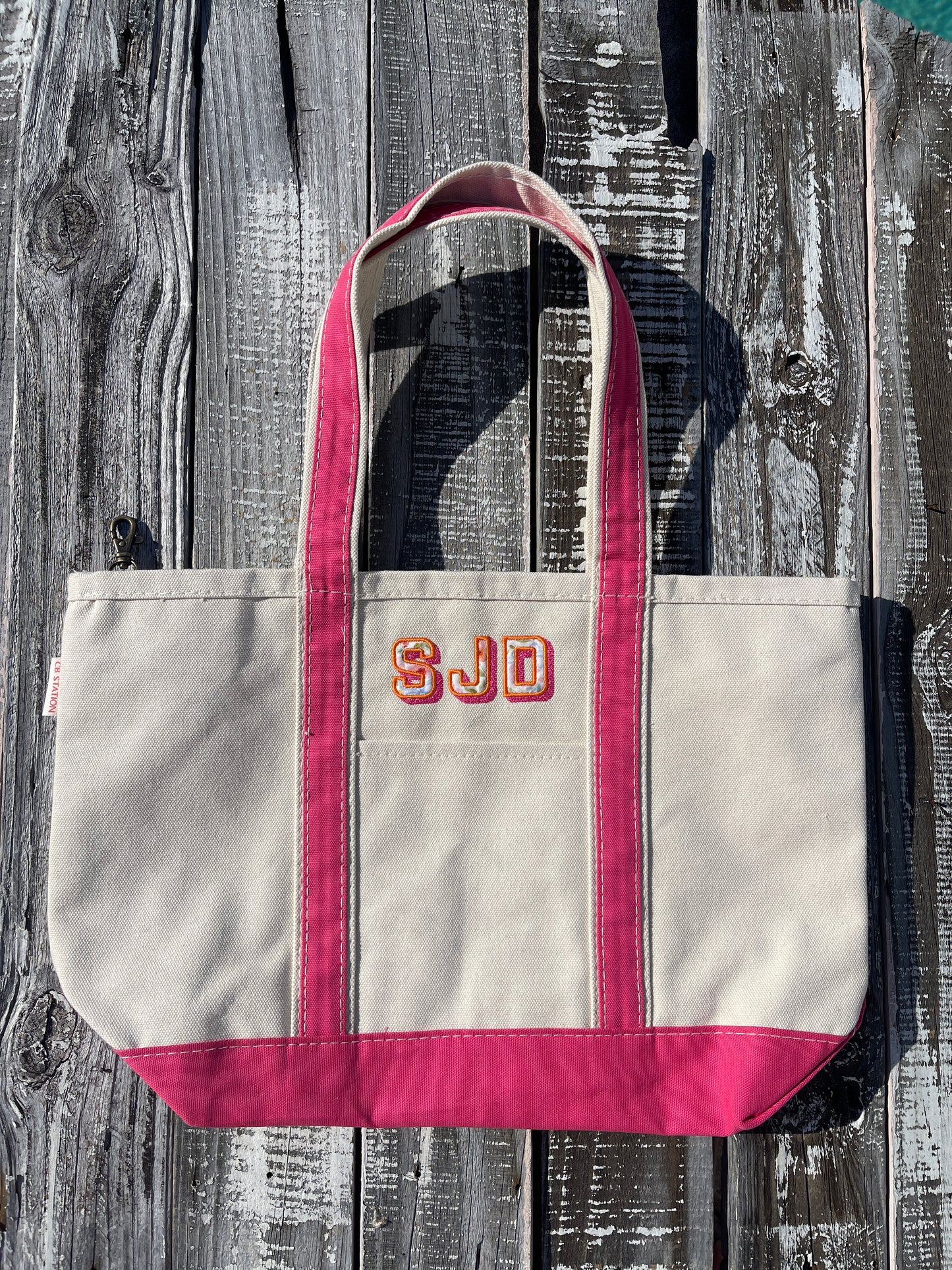 Custom Embroidered, Personalized, Monogrammed MEDIUM Canvas Boat Tote