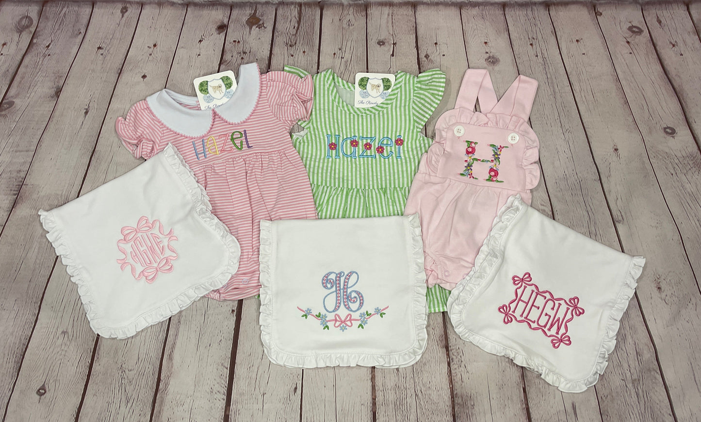 Custom Embroidered, Monogrammed, Personalized Baby Bundle