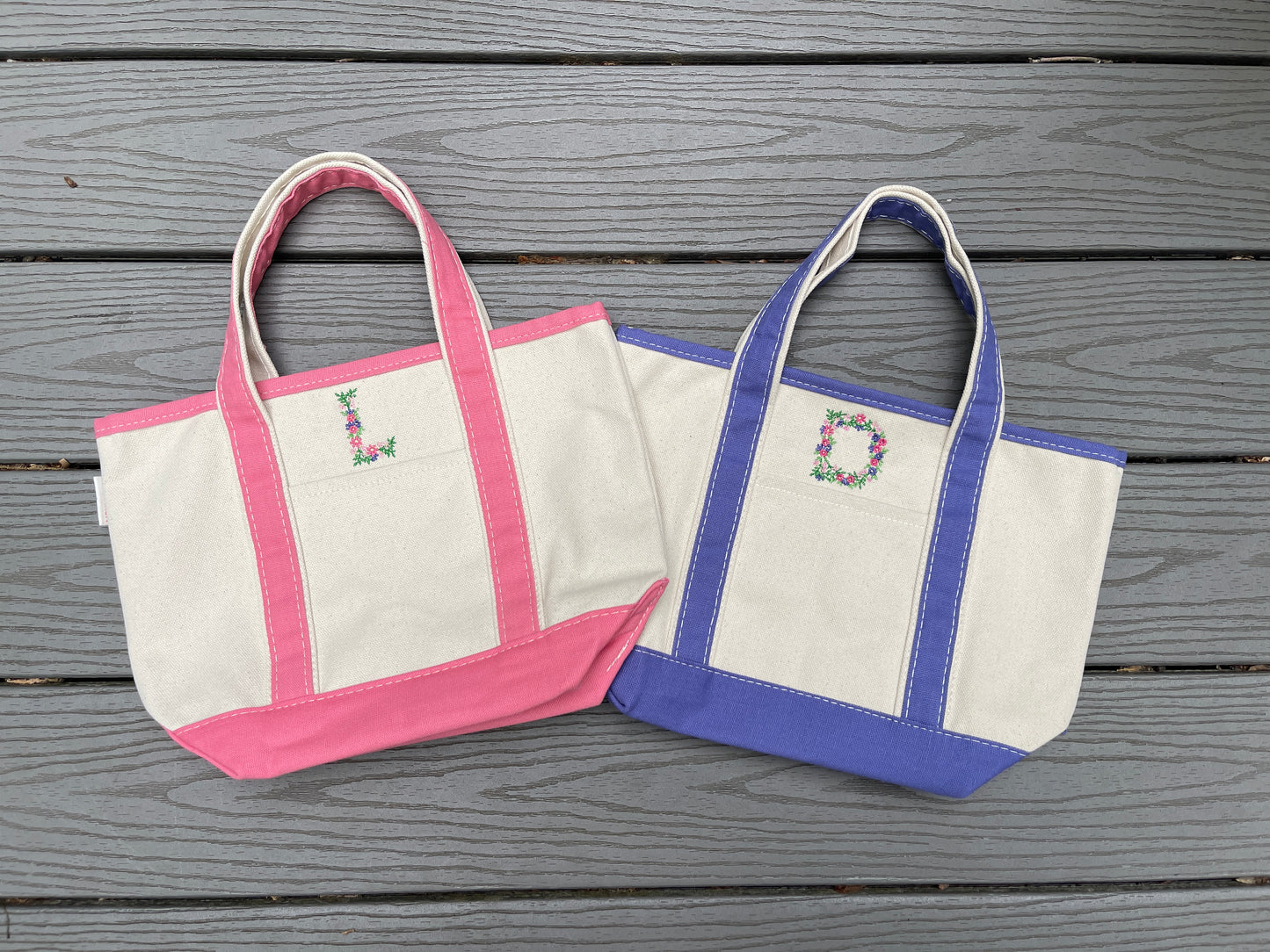 Custom Embroidered, Personalized, Monogrammed SMALL Canvas Boat Tote