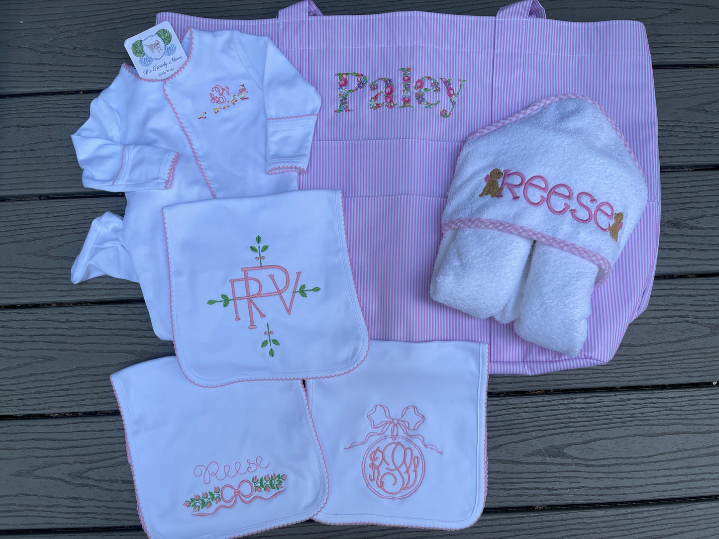 Custom Embroidered, Monogrammed, Personalized Baby Bundle
