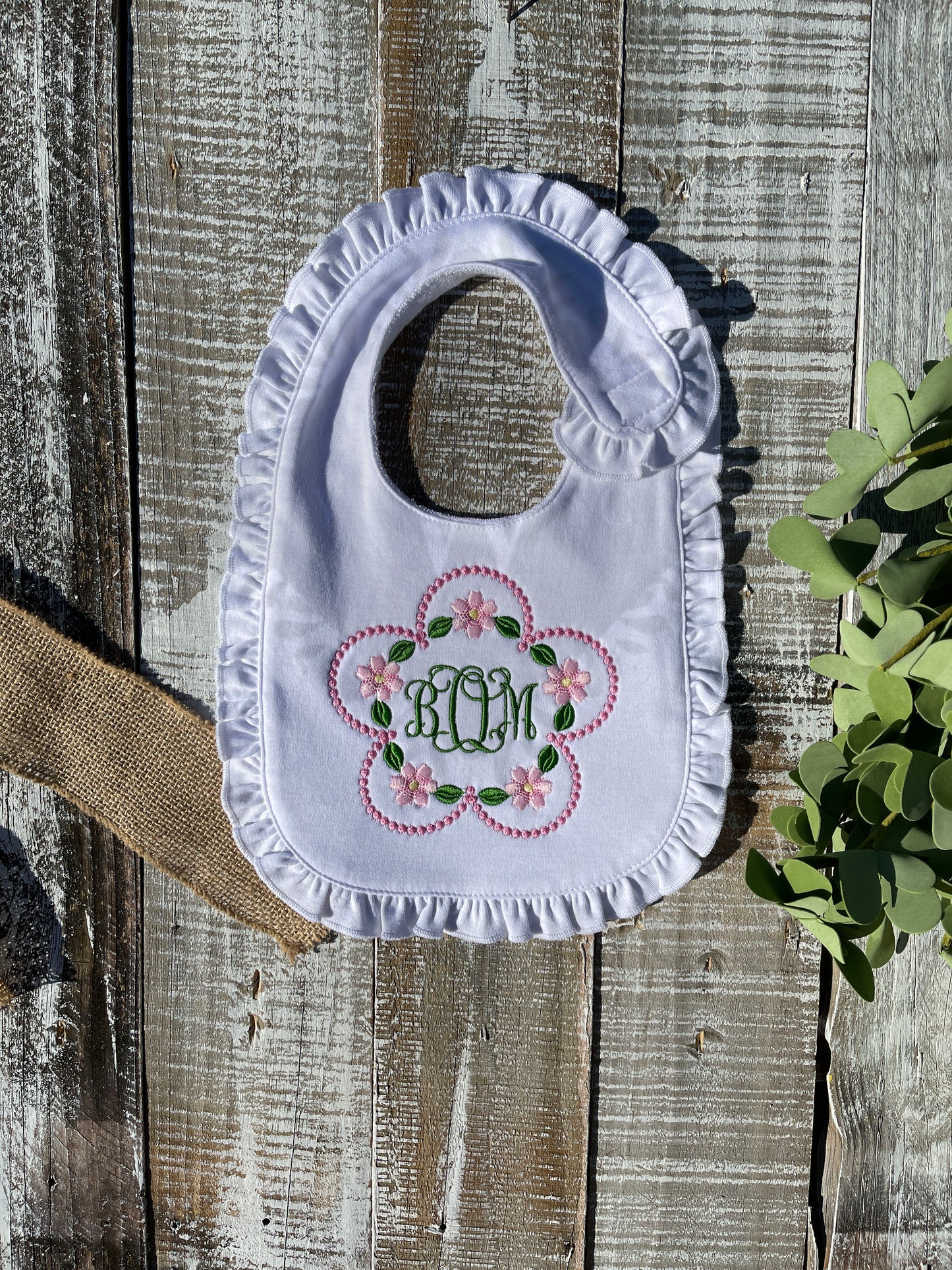 Custom Embroidered, Personalized, Monogrammed Bib, Burp, and/or Blanket Set
