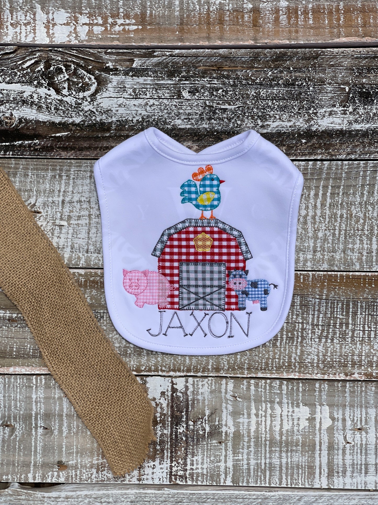 Custom Embroidered, Monogrammed, Personalized Farm Friends Gown, Bib, Hat and/or Blanket Set