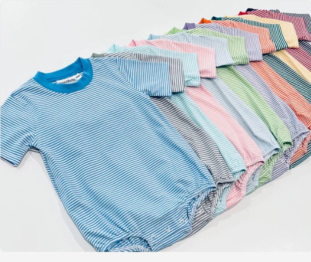 Custom Embroidered, Personalized, Monogrammed Knit Striped Bubble or Shirt